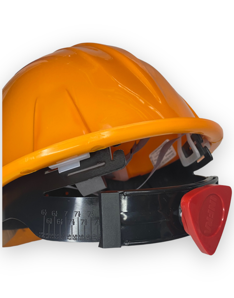 CASCO DE PLASTICO CON MATRACA NARANJA INFRACAP – Barata Del Valle