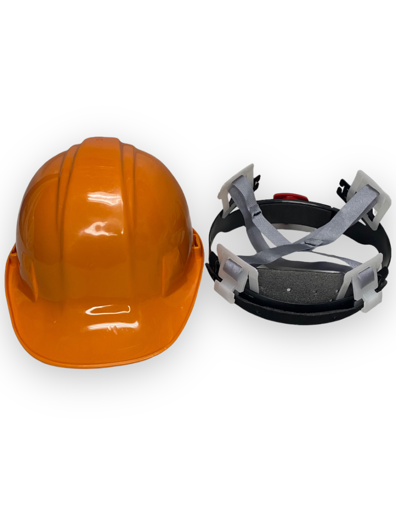 CASCO DE PLASTICO CON MATRACA NARANJA INFRACAP – Barata Del Valle